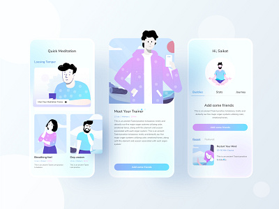 Meditation app 4 android app app business design hybrid app illustration illustrations ios medtation mental health mind mobile mobile ui trendy typography ui uiux ux web website