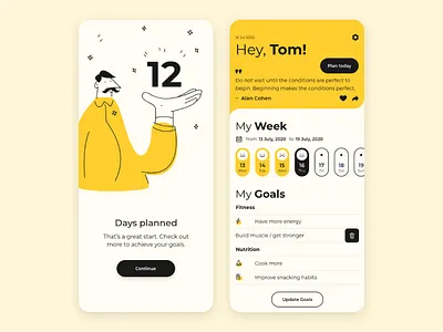 Daily Planning App app app design appdesign clean dayli design fitness flat goal goals illustration ios logo minimal planner planning ui ux vector weekly