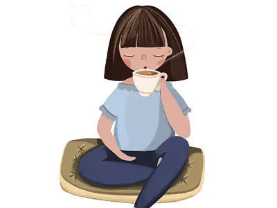 Baby Leeloo enjoys a cup of aromatic coffee. 2d adobe illustrator atmosphere autodesk sketchbook book illustration cartoon character designer digital art digital painting illustration illustrator procreate