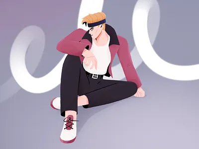 Cool Man 2d character design flat illustration portrait poses vector