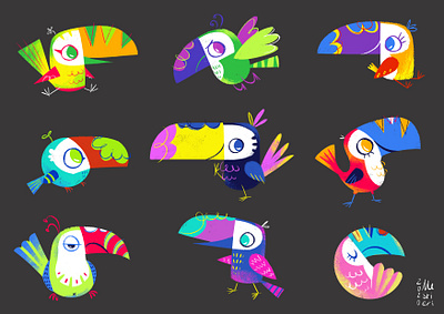 Toucans character characterdesign childrens illustration design digital illustration illustrator photoshop project ps