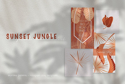 Terracotta Jungle Elements & Social Media Template elements illustration jungle pattern social media template terracotta tropical vector