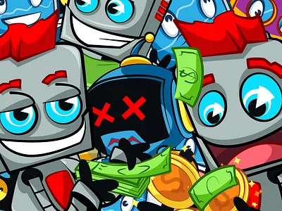 Telegram bot stickers cartoon character illustration mascot robot vector vectorart