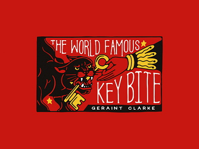 Key Bite Packaging Illustration bold circus hand drawn hand lettering illustration ink lettering magic trick neo trad packaging panther retro typography vintage wild cat