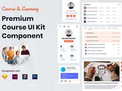 Course Component UI Kit app college dashboard college ui kit course dashboard course ui kit dashboard figma learn dashboard learn ui kit list psd schedule school dashboard school ui kit sketch task task list teacher uiux xd