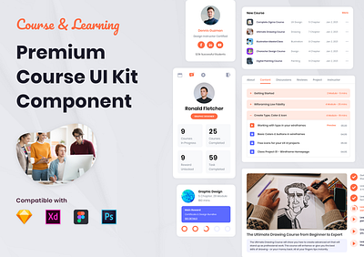 Course Component UI Kit app college dashboard college ui kit course dashboard course ui kit dashboard figma learn dashboard learn ui kit list psd schedule school dashboard school ui kit sketch task task list teacher uiux xd