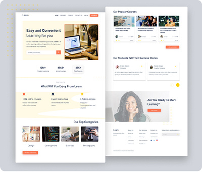 Landing page design (e-learning website) branding course design figma icon learning online typography ui ui ux design user experience web website