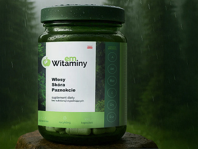 Bottle label #1 - emWitaminy apple bottle label branding concept dtp emwitaminy flat green label line nature polska simple supplement supplements vitamin vitamins
