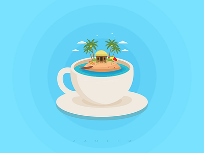 Island in my cup! adobe illustrator creative design design design inspiration design of the day dribbble shot flat fun design illustration illustrator instadesign instagram post island tea cup ux vector