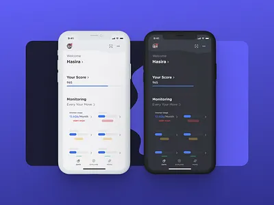 Monitoring App app clean clean ui dark dark app dark blue dark mode design iphone 11 light app light mode mobile monitoring dashboard ui ui ux uidesign uiux