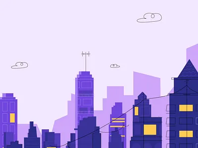City animation and illustration ae after effects camera city graphics light loop motion stroke vector
