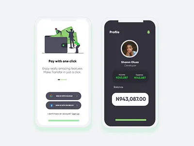 User Sign In and Profile Dashboard app design minimal ui
