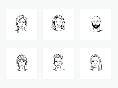 Line Art Face Illustrations 2/2 diverse faces diverse people diversity drawing faces graphic design headshot illustration ipad line art line drawing people portrait procreate