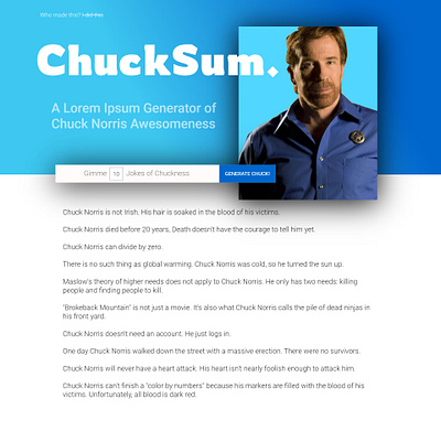 ChuckSum - Chuck Norris Lorem Ipsum Generator chuck norris development lorem ipsum placeholder text web webapp