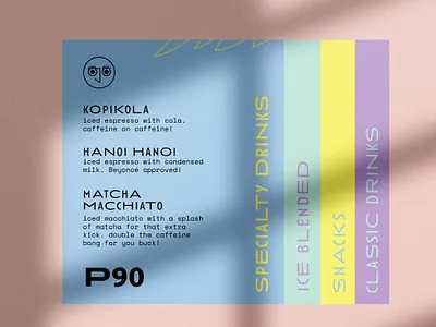Ojo Cafe - Menu Refresh beverage brand design branding coffee concept food and drink layout menu menu design ojo cafe pastel