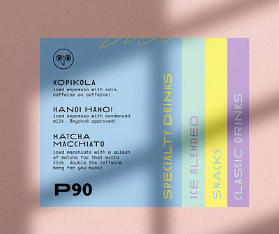 Ojo Cafe - Menu Refresh beverage brand design branding coffee concept food and drink layout menu menu design ojo cafe pastel