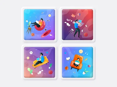 Work From Home Illustration animation design flat illustration illustrator minimal ui vector web website