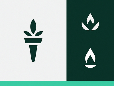 Keep It Positive, II branding flame flames geometric green growing growth leaf leaves logo logo design mark minimal positive sprout torch