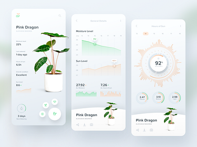 Plant Growing App IoT app chart clean dashboad data design diagram flower green grow interface iot plant statistics ui ui design uidesign ux