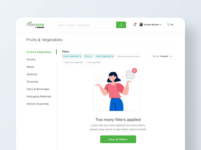 Too many filters applied ! animation animation 2d design empty state farm to fork filters hyperpure illustration motiondesign ui ux webdesign zomato