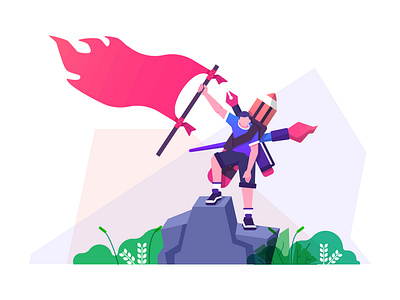 Graphic designer goal flat illustration artist exploration flag flat illustration freelancer goals graphic design graphicdesigner illustration landingpage level up pride revolution uiux web winner