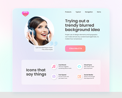 Music Product bokeh icons landing page music app pastels user interface whatever