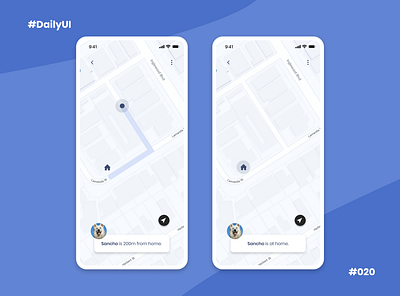 #DailyUI #020 Pet Location Tracker app daily 100 challenge dailyui design dog home location location tracker map mobile mobile ui pet pet care tracker ui user experience userinterface ux