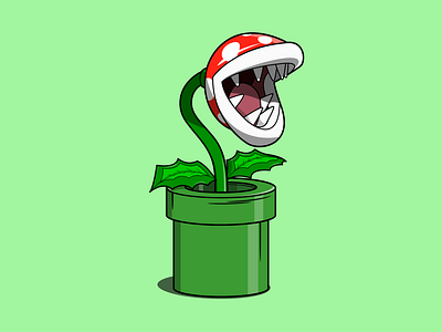 Piranha Plant design flat illustration mario mario bros mario kart mariobros mariokart minimal pipe piranha piranha plant super mario super mario bros super mario world supermario vector