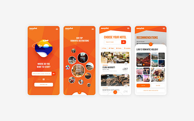 Easy Jet App Interaction animation app app ui branding clean design geometic icon illustration interaction material menu design minimal orange product design simple design social app typography ui ui ux