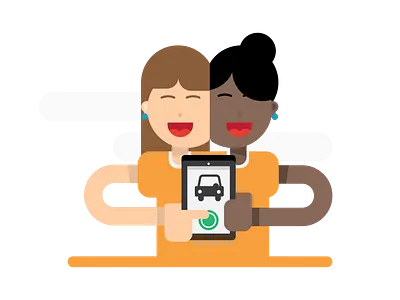 Twin series illustration | Rideshare friends lift lyft rideshare taxi twins uber