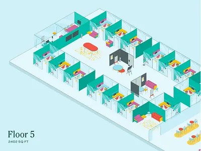 Office Space architecture collaboration diagram executive green identity illustrator interior design isometric isometric illustration layout office space design