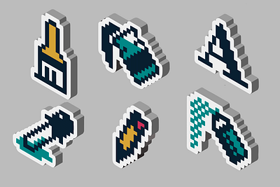 Isometric 90's Artist Pack 3d 90s icons isometric isometry nostalgia paint paint app pixel pixel art procreate rebound retro stickers tools windows