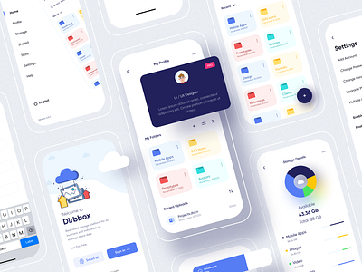 Dribbox - Online Cloud Storage adobe photoshop adobe xd branding chart dashboard design illustration mobile ui ui ux vector