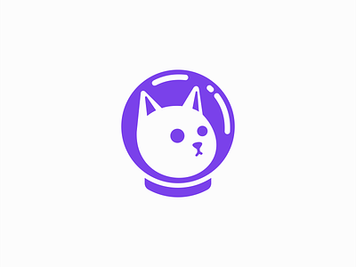 Cat Astronaut Logo astronaut branding cat circular cosmos cute design helmet identity illustration kitty logo mark mascot pet purple space symbol vector vet
