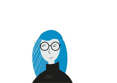 Girl with blue hair art blue hair cartoon flat illustration glasses graphic illustration portrait smiling stylization vector