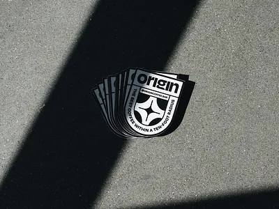 Origin Stickers badge brand branding logo product design sticker