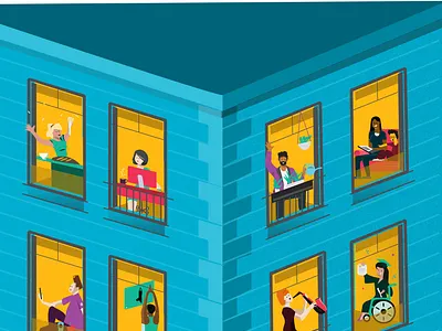 WLFH : Work and Life from Home building illustration quarantine