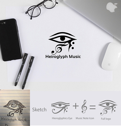 Hieroglyph Music typography Logo creative logo creative logo design graphic design hieroglyph logo design minimalist logo design t shirt design typography unique logo vector