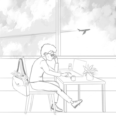 The working process character concept illustration photoshop sketch