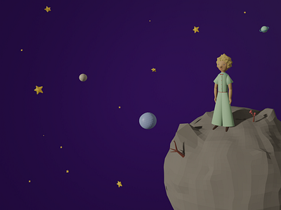 The Little Prince Book Cover 3d blender design illustration petit prince space