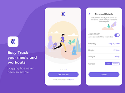 Fitness Tracker Mobile App Concept design fitness mobile mobile app purple ui ux