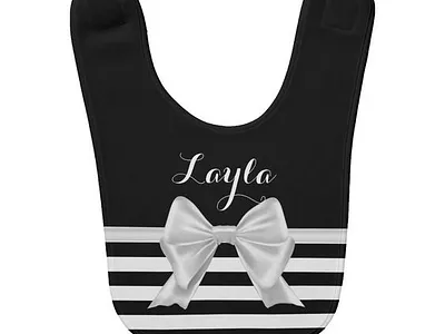 Black & White Baby Bib babies baby baby shower bib bibs cute girl girls pretty zazzle