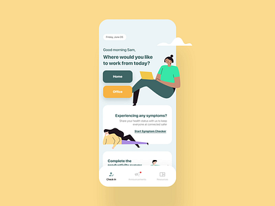 Covid Symptom Checker app connected covid19 design illustration mobile ui