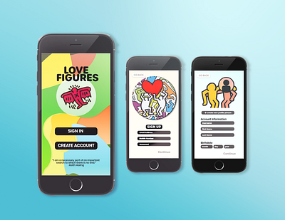 Love Figures - A Dating App for Art Junkies adobe xd app branding design digital flat