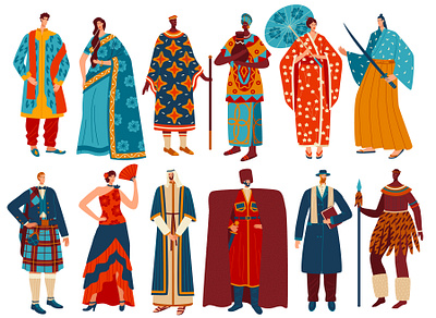 Vector set of characters different nationalities