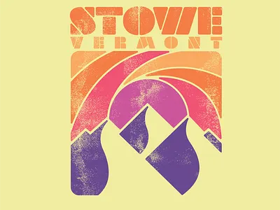 Stowe, Vermont abstract distressed geometric mountains resort screenprint ski stowe vt sun sunshine tee design vermont vintage