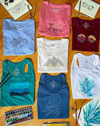 KUHL Women's T shirts and Tanks (artist Collaboration) apparel artist series illustration kuhl line art merch design merchandise mountains nature outdoor outdoor brand outdoor industry outdoors rei t shirt