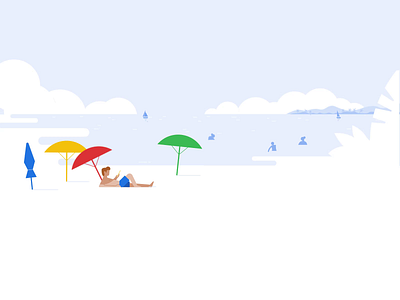 Google packages animation beach children design drawing google google trips icon illustration material design motion sea swimming travel umbrella