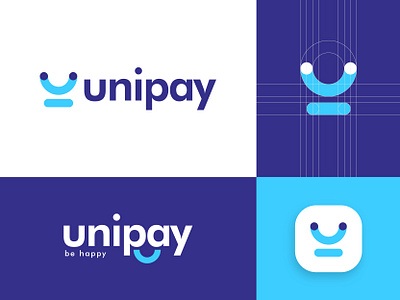 Unipay Logo Design app icon application modern brand brand identity clever smart creative digital fintech finance blue cyan for sale unused buy geometry geometric happy customer icons letter u logo designer logo mark symbol icon money cash bill pay payment finance crypto security payment pay tech transaction u logo