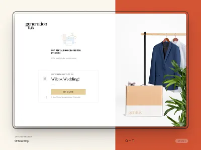 Invited member flow app fashion menswear onboarding typography ui ux web
